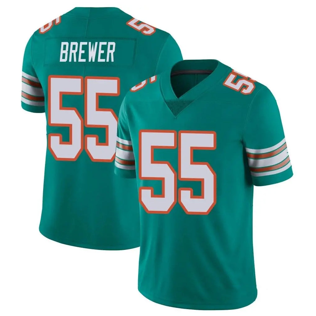 Jdoa M.Dolphins #55 Aaron Brewer Player Aqua Limited Alternate Vapor Untouchable Home Game Stitched Jerseys