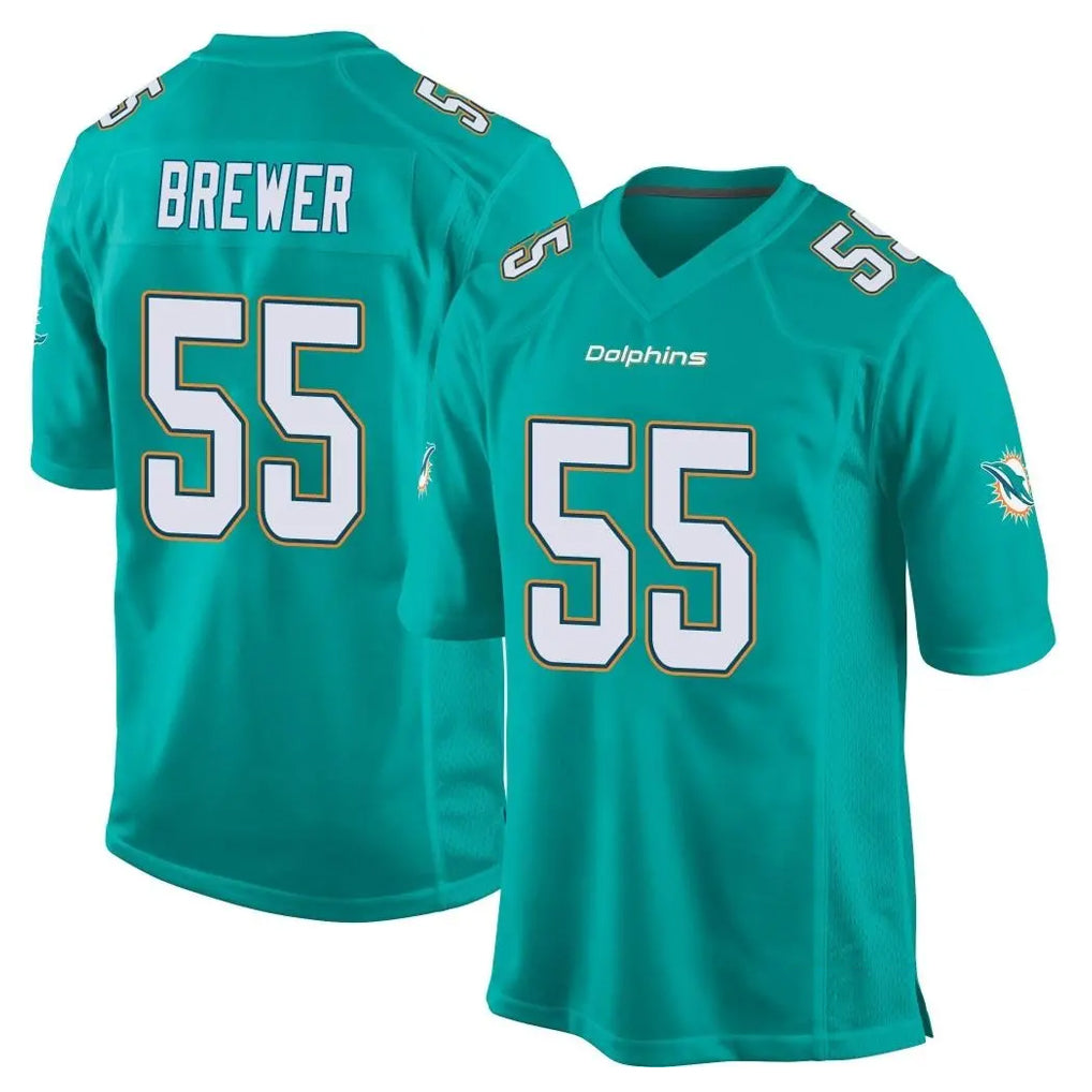 Jdoa M.Dolphins #55 Aaron Brewer Player Aqua Team Color Home Game Stitched Jerseys