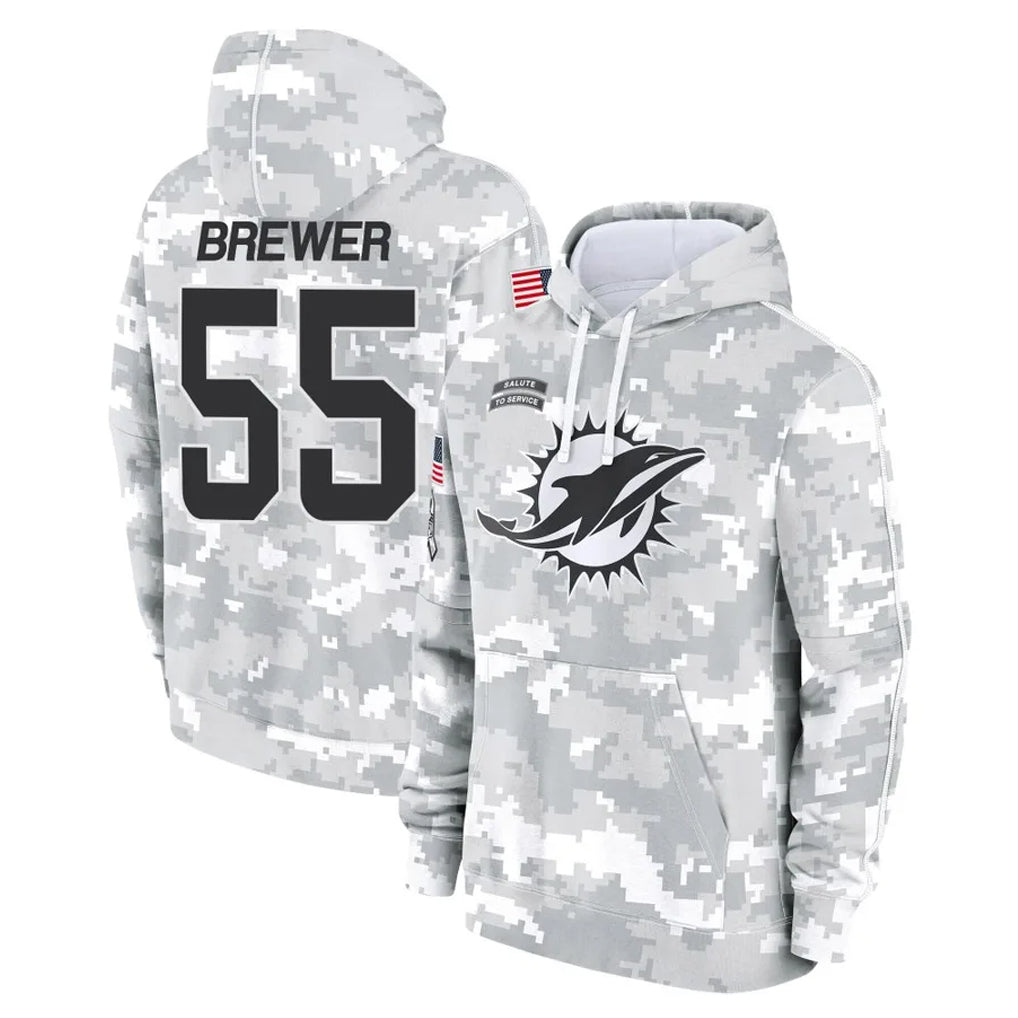 Jdoa M.Dolphins #55 Aaron Brewer Player Arctic Camo Salute to Service Hoodies Limited Game Stitched Jerseys