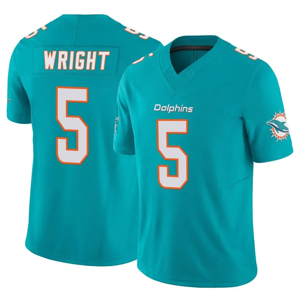 Jdoa M.Dolphins #5 Jaylen Wright Player Aqua Limited Vapor F.U.S.E. Home Game Stitched Jerseys