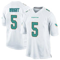 Jdoa M.Dolphins #5 Jaylen Wright Player White Home Game Stitched Jerseys