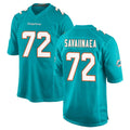 Jdoa M.Dolphins #72 Jonah Savaiinaea Player Aqua Home Game Stitched Jerseys