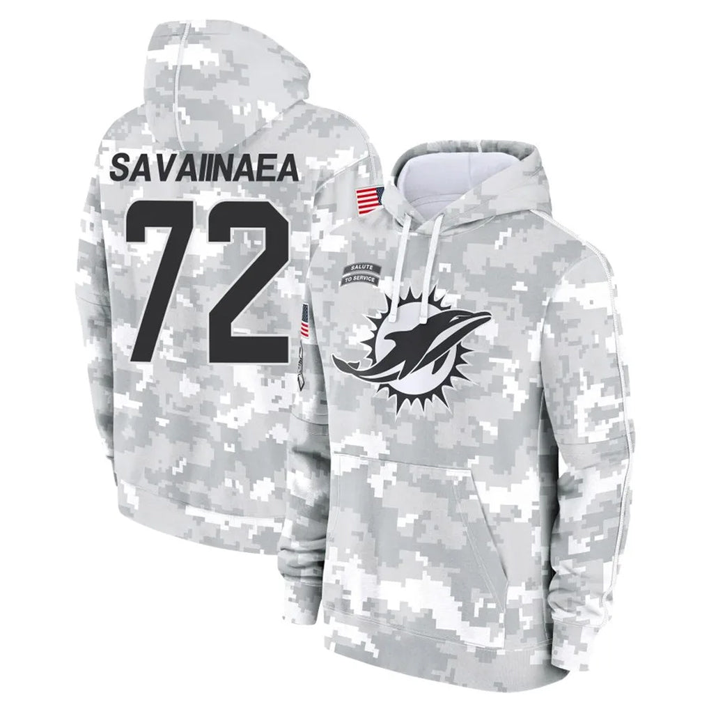 Jdoa M.Dolphins #72 Jonah Savaiinaea Player Arctic Camo Salute to Service Hoodies Limited Game Stitched Jerseys