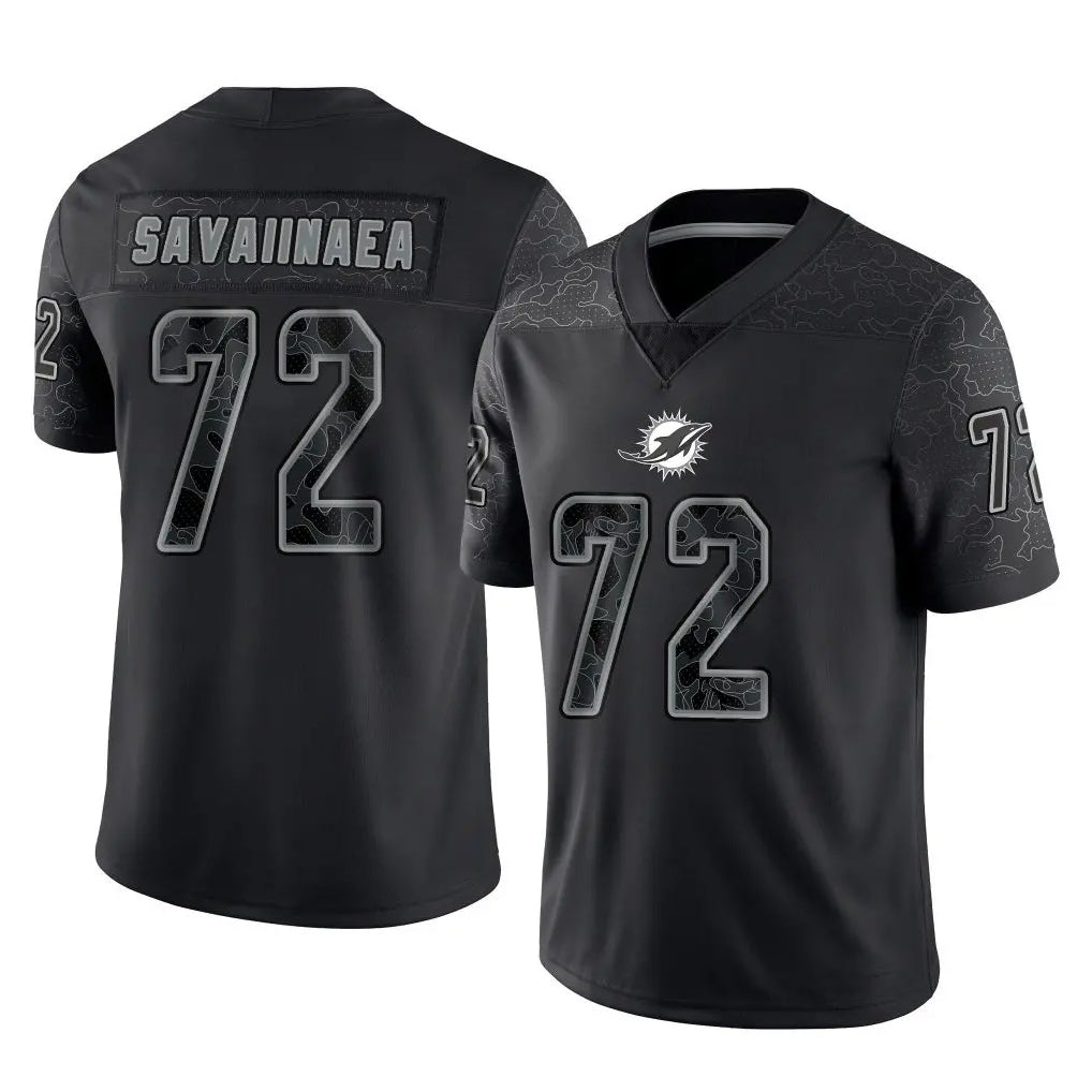 Jdoa M.Dolphins #72 Jonah Savaiinaea Player Black Reflective Limited Game Stitched Jerseys