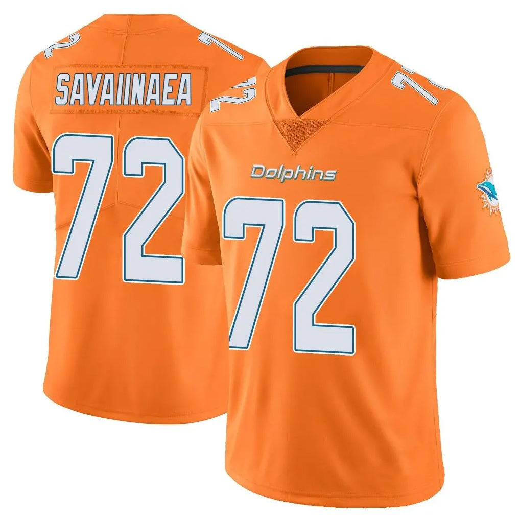 Jdoa M.Dolphins #72 Jonah Savaiinaea Player Orange Limited Home Game Stitched Jerseys