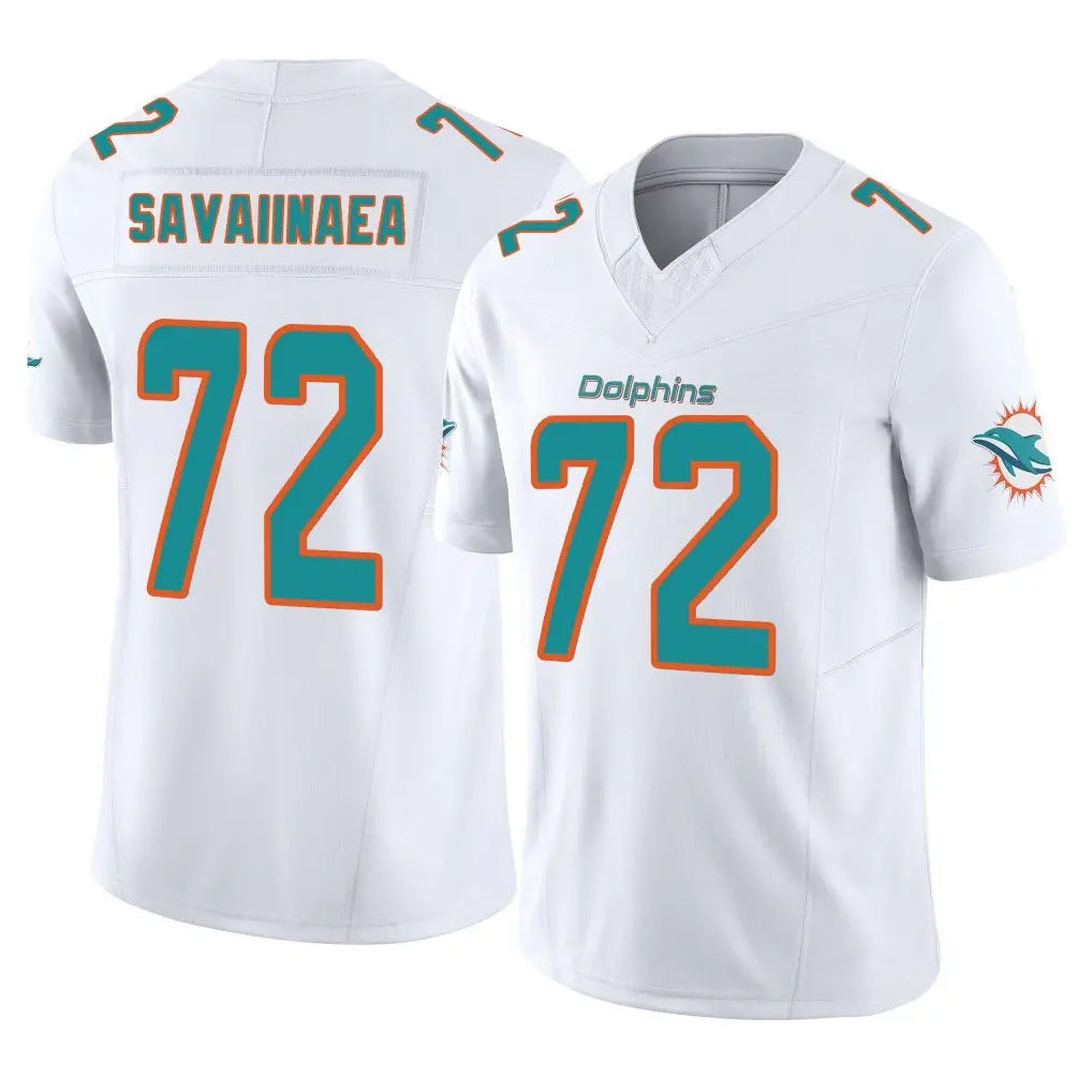 Jdoa M.Dolphins #72 Jonah Savaiinaea Player White Limited Vapor F.U.S.E. Home Game Stitched Jerseys