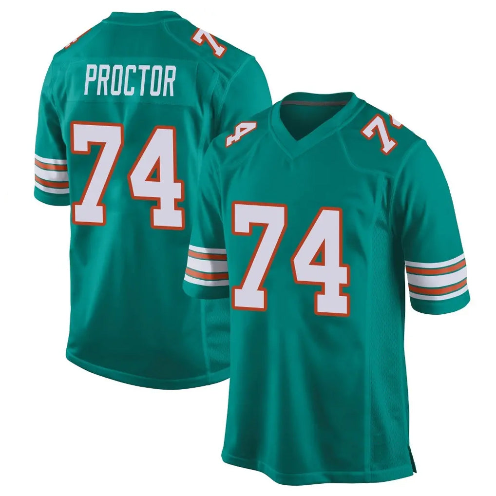 Jdoa M.Dolphins #74 Kadyn Proctor Player Aqua Alternate Home Game Stitched Jerseys