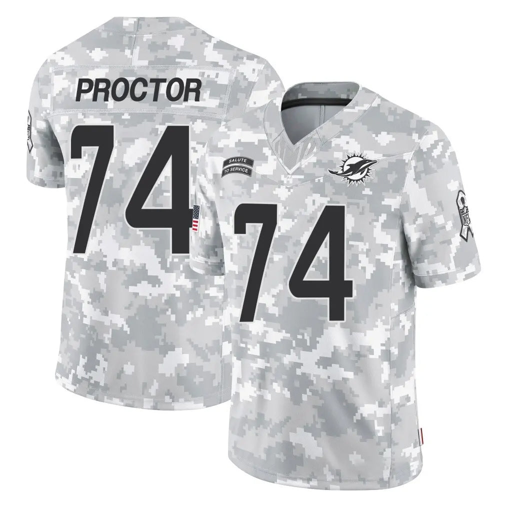 Jdoa M.Dolphins #74 Kadyn Proctor Player Arctic Camo Salute To Service Limited Game Stitched Jerseys
