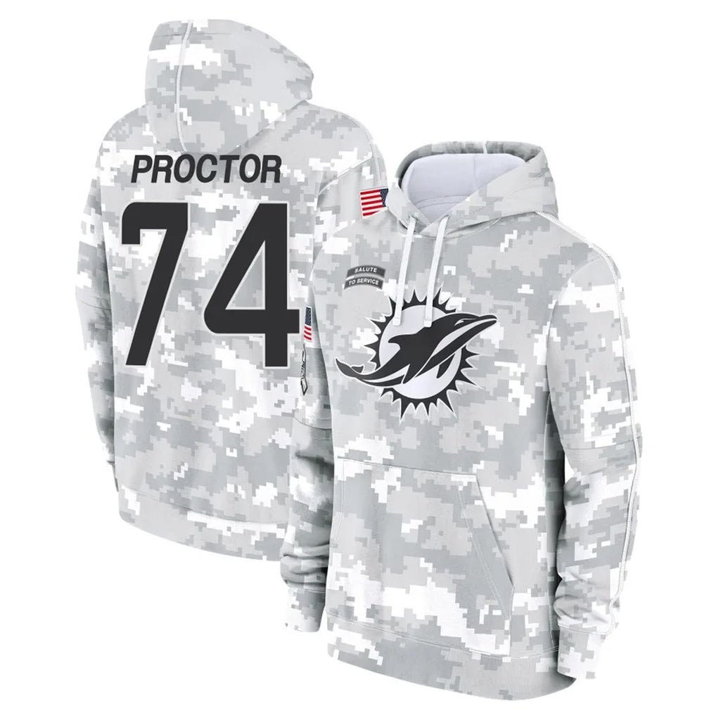 Jdoa M.Dolphins #74 Kadyn Proctor Player Arctic Camo Salute to Service Hoodies Limited Game Stitched Jerseys