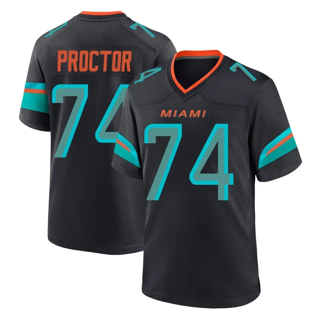 Jdoa M.Dolphins #74 Kadyn Proctor Player Black Pitch Rivalries Collection Home Game Stitched Jerseys