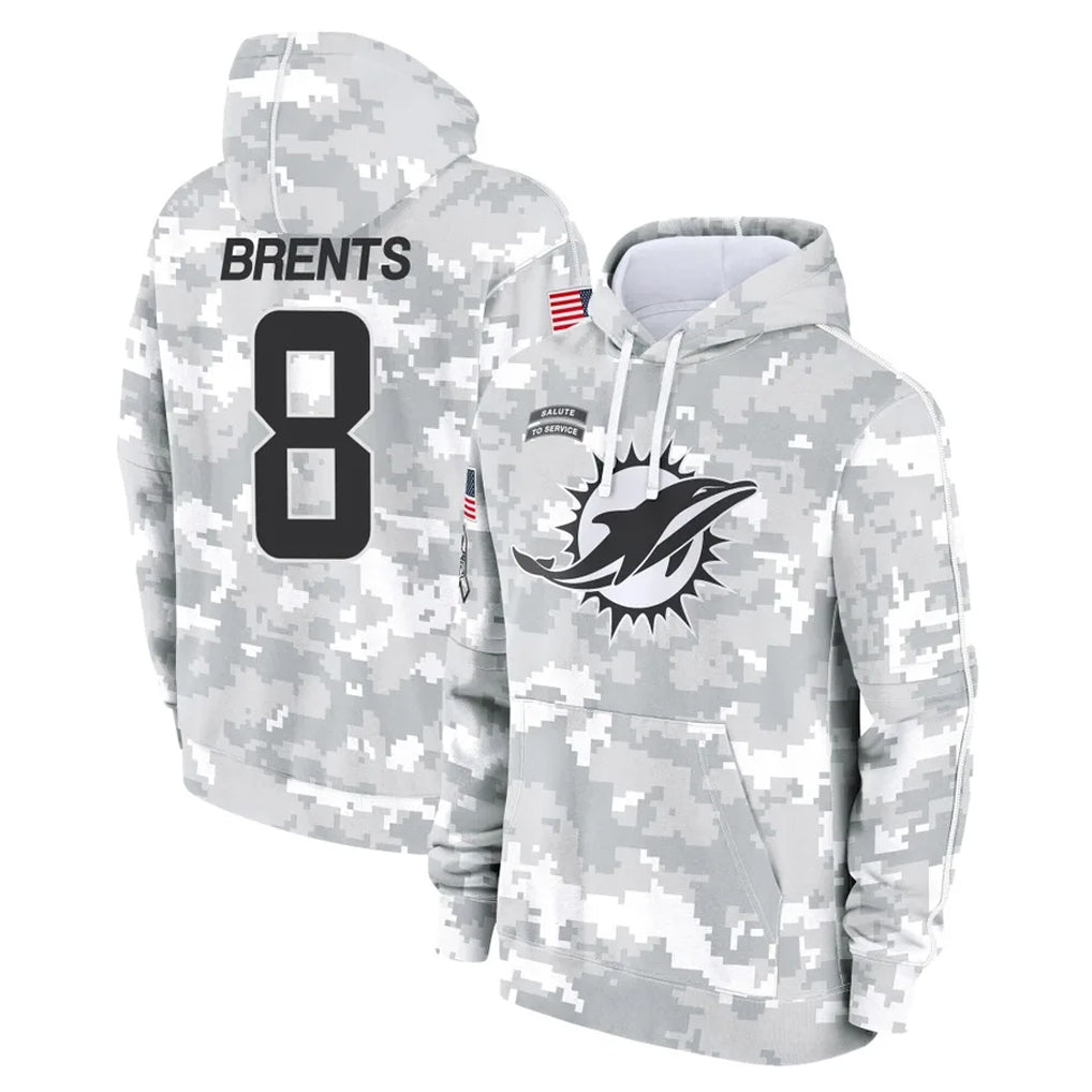 Jdoa M.Dolphins #8 JuJu Brents Player Arctic Camo Salute to Service Hoodies Limited Game Stitched Jerseys
