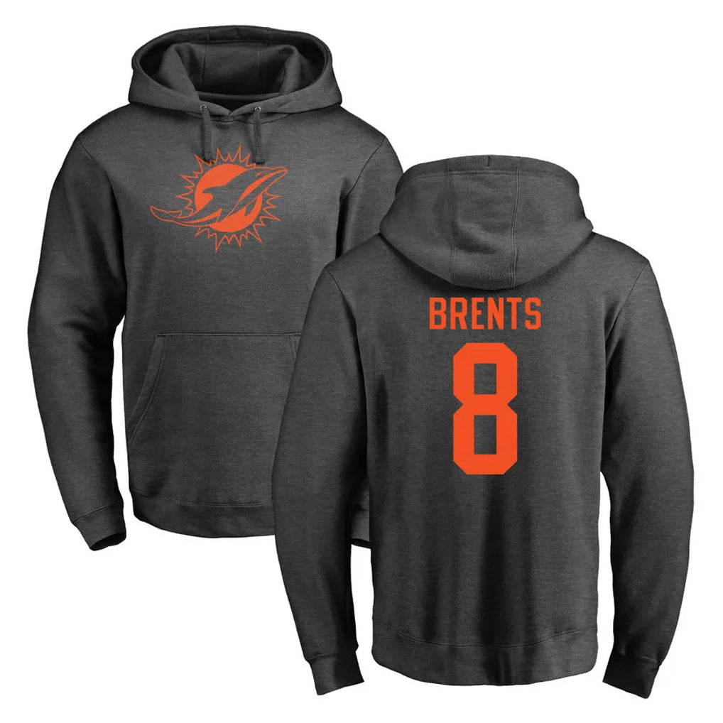 Jdoa M.Dolphins #8 JuJu Brents Player Darkgray Pullover Hoodies Limited Stitched Jerseys