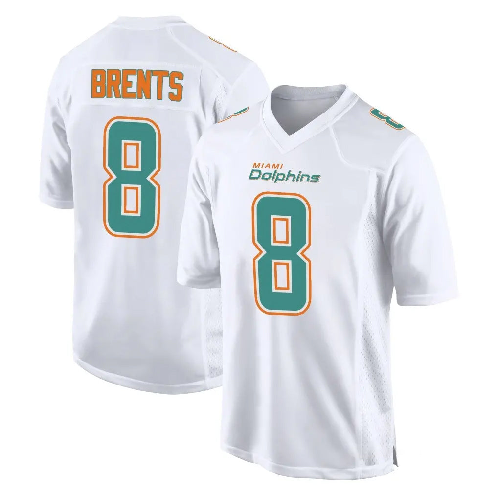 Jdoa M.Dolphins #8 JuJu Brents Player White Fashion Home Game Stitched Jerseys