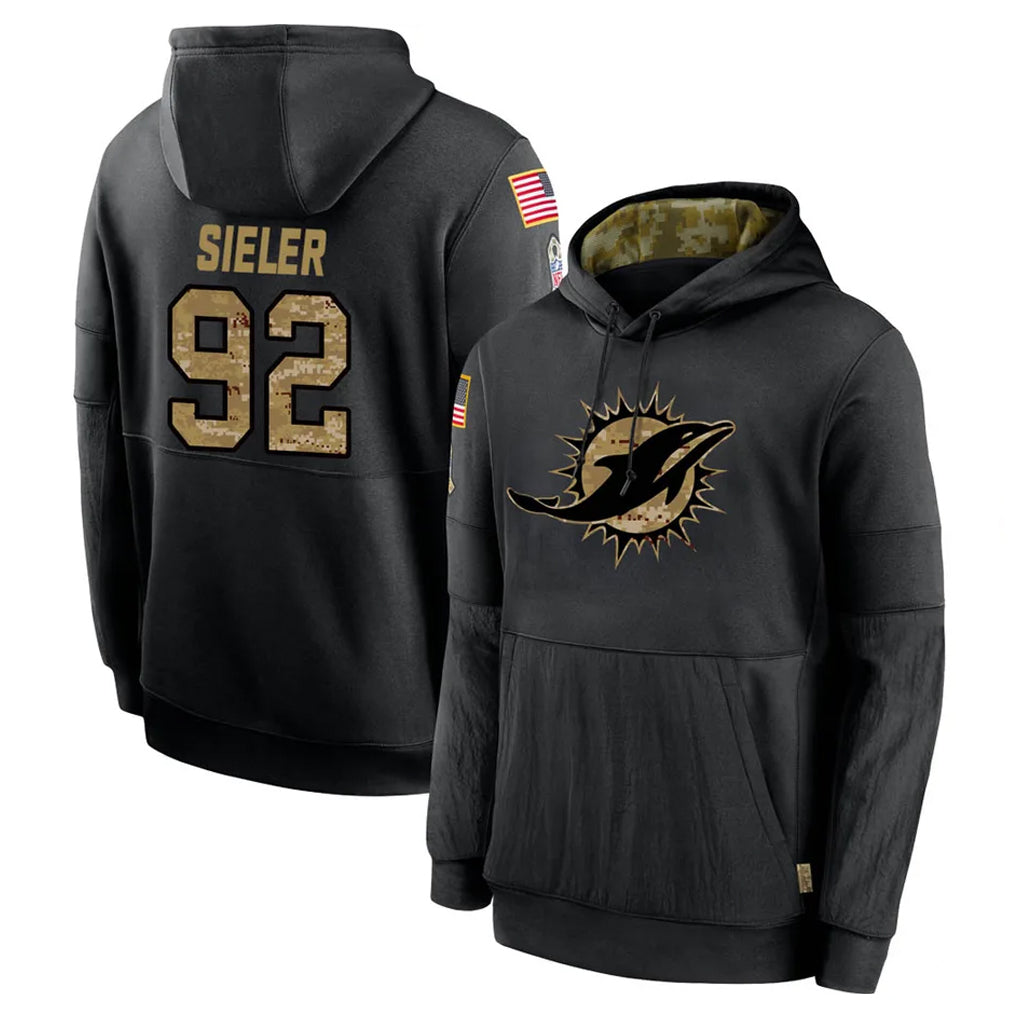 Jdoa M.Dolphins #92 Zach Sieler Player Black Salute to Service Hoodies Limited Game Stitched Jerseys