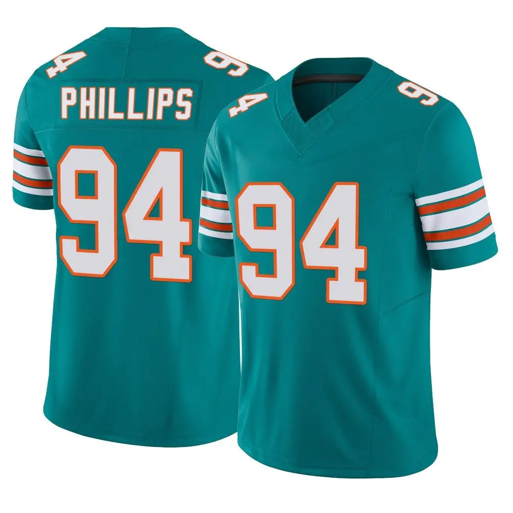 Jdoa M.Dolphins #94 Jordan Phillips Player Aqua Limited Alternate Vapor F.U.S.E. Home Game Stitched Jerseys