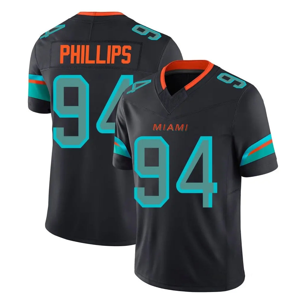 Jdoa M.Dolphins #94 Jordan Phillips Player Black Limited Pitch Rivalries Collection Home Game Stitched Jerseys