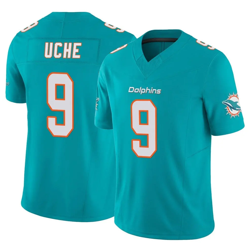 Jdoa M.Dolphins #9 Joshua Uche Player Aqua Limited Vapor F.U.S.E. Home Game Stitched Jerseys