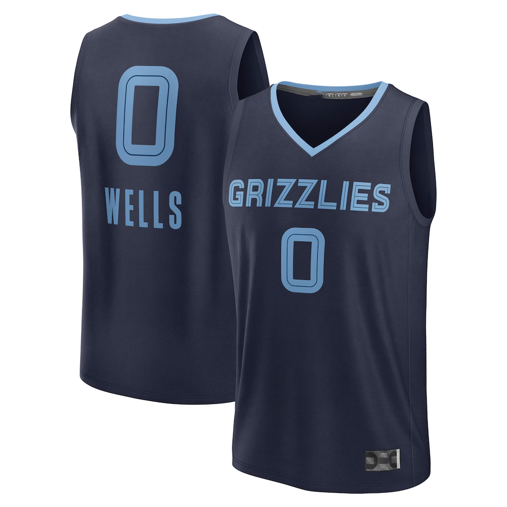 Jdoa M.Grizzlies #0 Jaylen Wells Navy Fast Break Replica Player Stitched Jerseys- Icon Edition