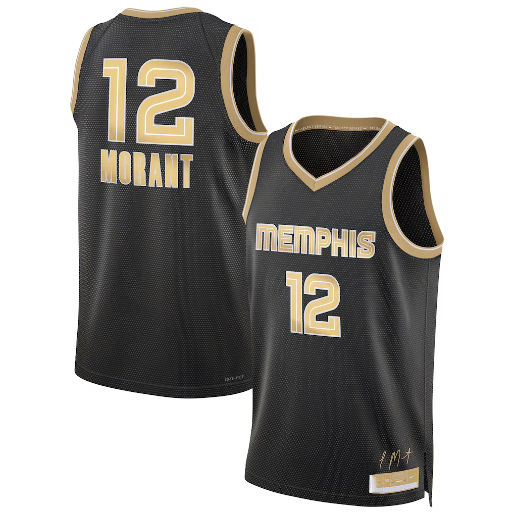 Jdoa M.Grizzlies #12 Ja Morant Black Select Series Swingman Stitched Jerseys