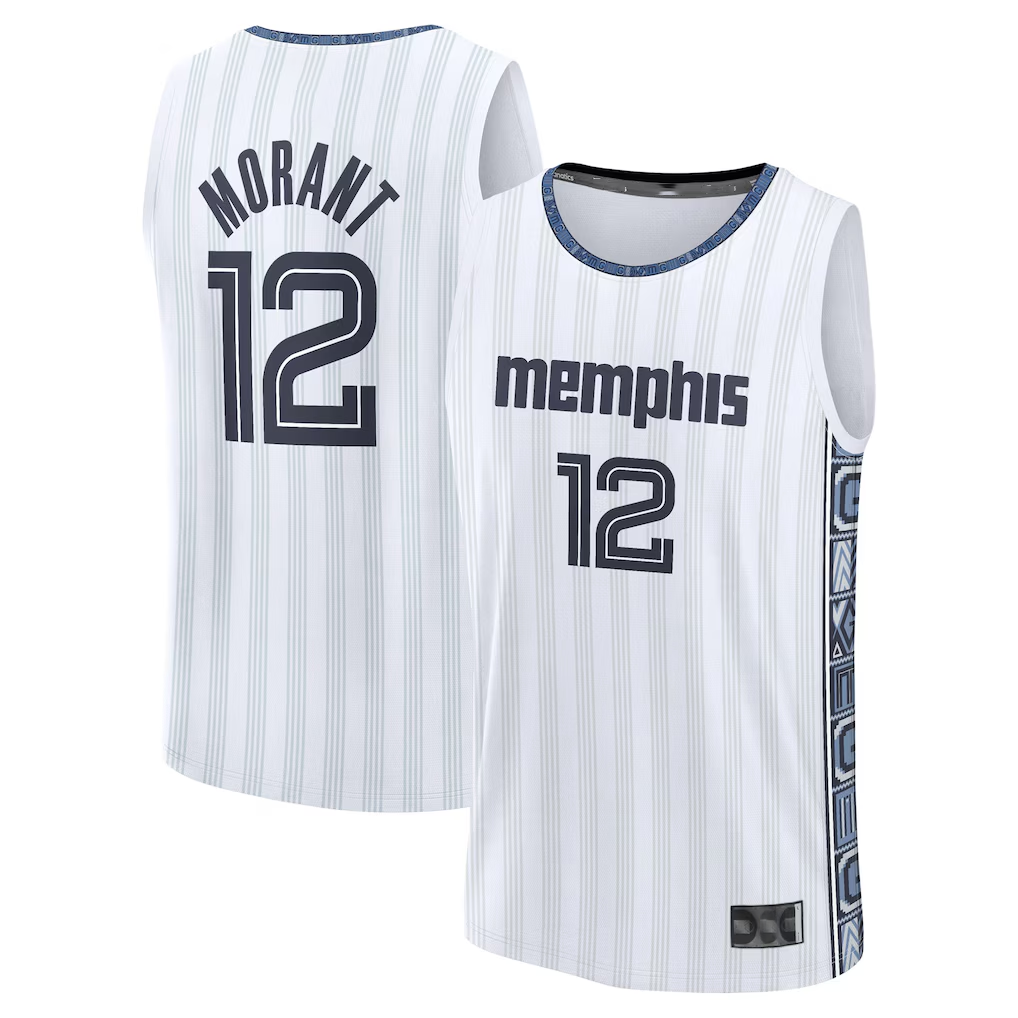 Jdoa M.Grizzlies #12 Ja Morant White 2025-2026 City Edition Fast Break Stitched Jerseys