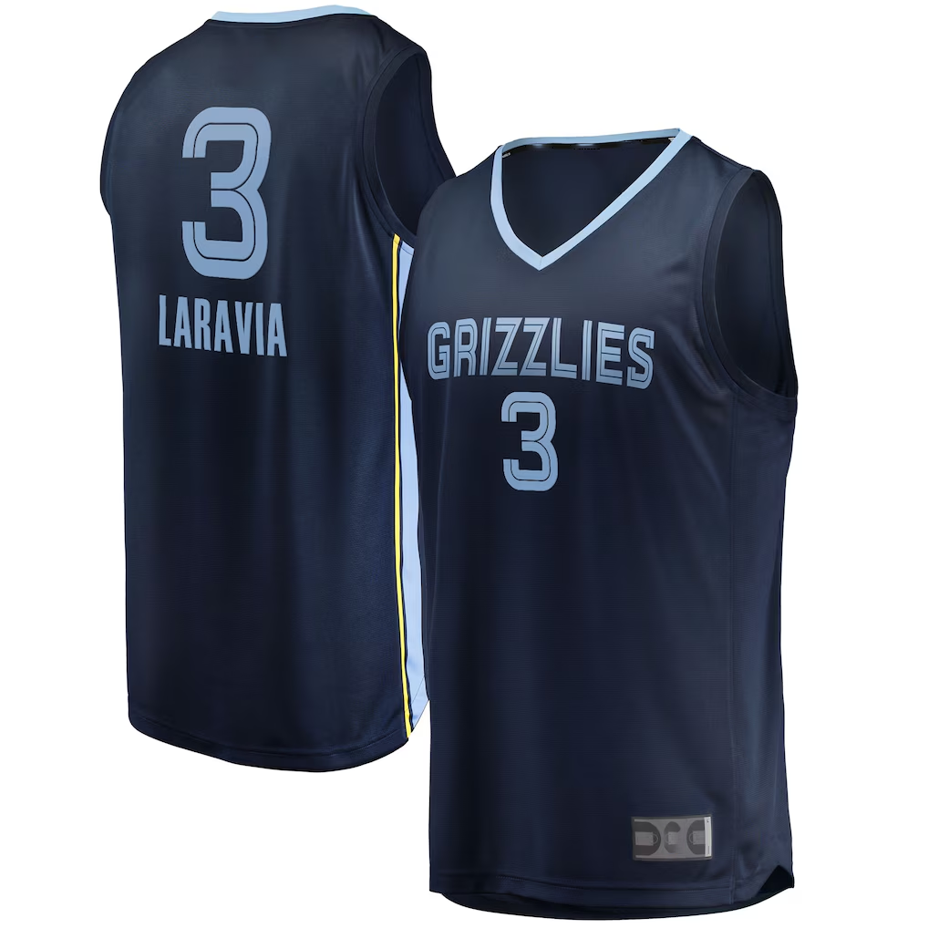 Jdoa M.Grizzlies #3 Jake LaRavia Navy Fast Break Replica Player Stitched Jerseys- Icon Edition