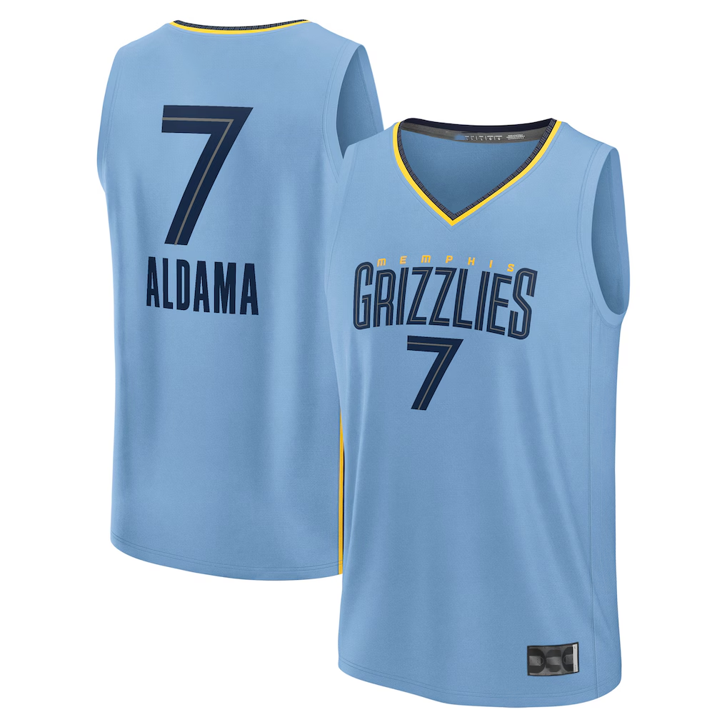 Jdoa M.Grizzlies #7 Santi Aldama Light Blue Fast Break Replica Player Stitched Jerseys- Statement Edition