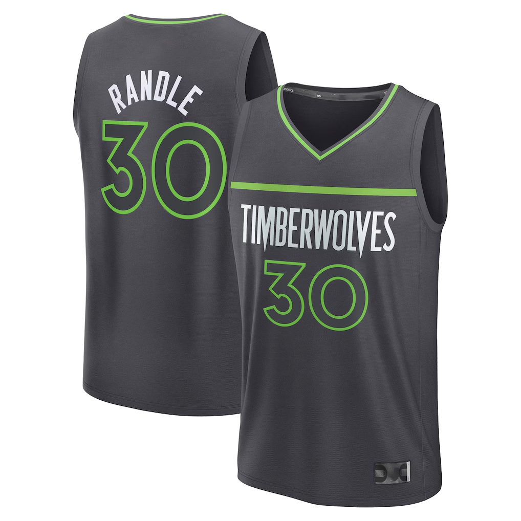 Jdoa M.Timberwolves #30 Julius Randle Charcoal Fast Break Replica Player Stitched Jerseys - Statement Edition