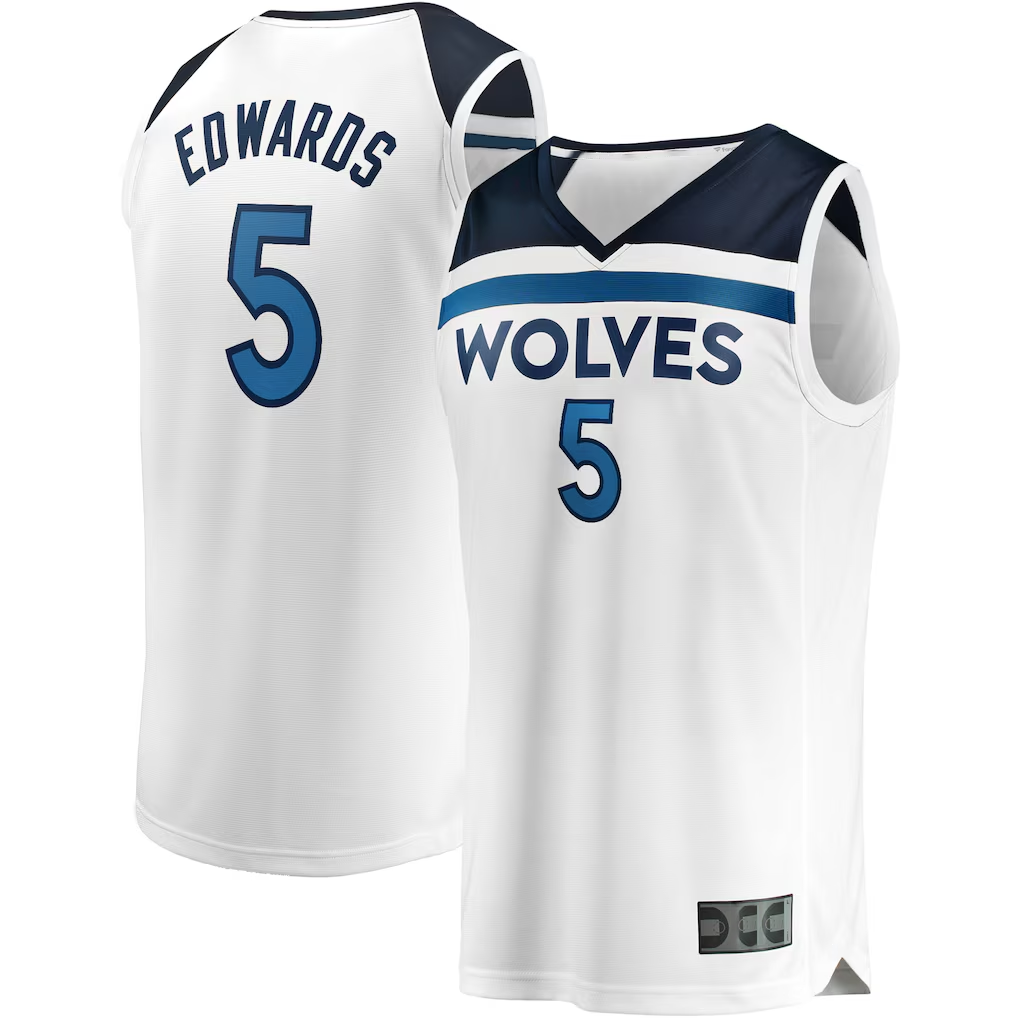 Jdoa M.Timberwolves #5 Anthony Edwards White Fast Break Replica Player Stitched Jerseys - Association Edition
