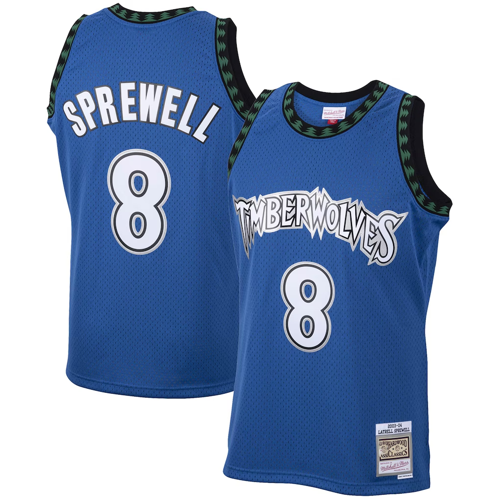 Jdoa M.Timberwolves #8 Latrell Sprewell Mitchell & Ness Blue 2003-2004 Hardwood Classics Swingman Stitched Jerseys