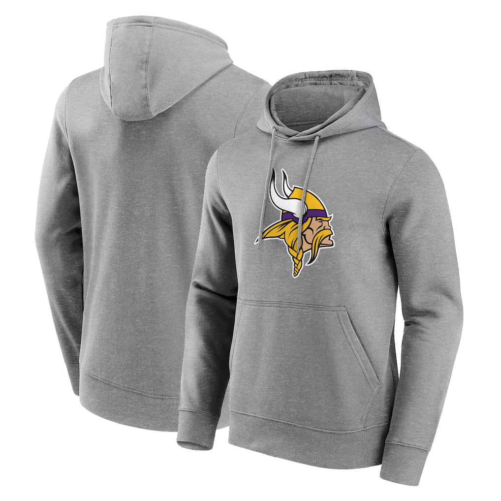 Jdoa MN.Vikings Gray LOGO Pullover Hoodies Blank Player Home Game Stitched Jerseys