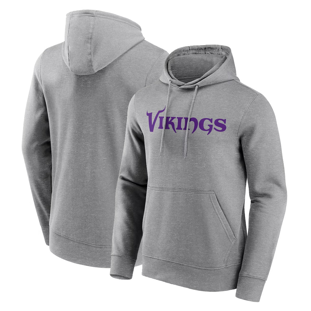 Jdoa MN.Vikings Gray LOGO Pullover Hoodies Home Game Blank Player Stitched Jerseys