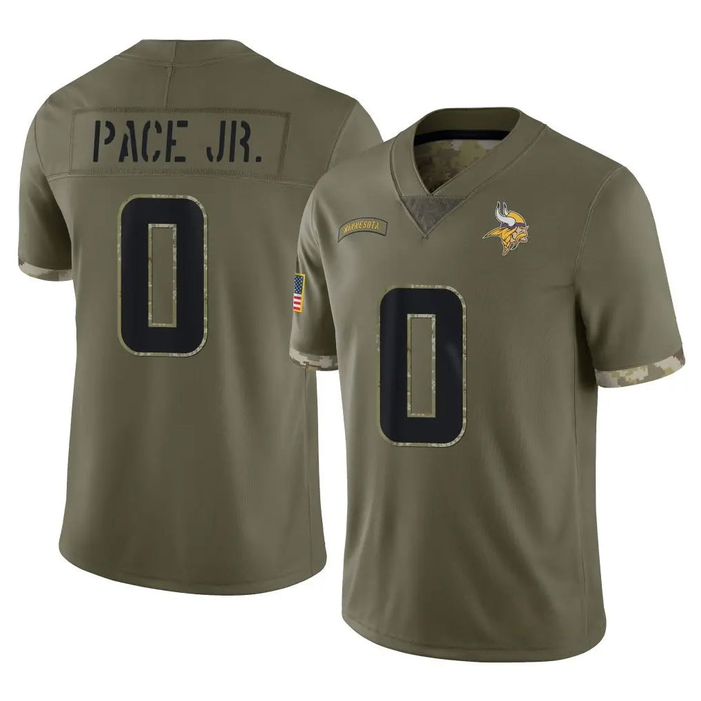 Jdoa MN.Vikings #0 Ivan Pace Jr. Player Olive Salute To Service Limited Stitched Jerseys