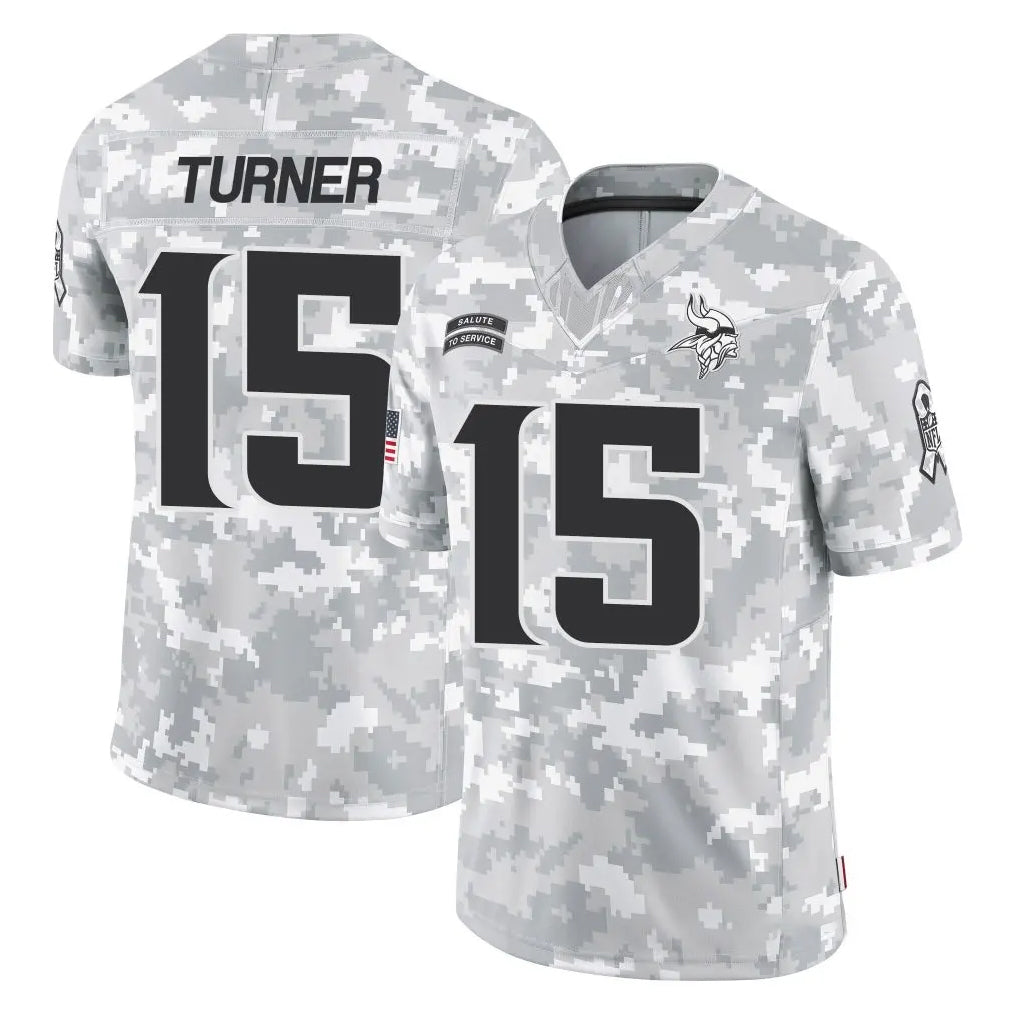 Jdoa MN.Vikings #15 Dallas Turner Player Arctic Camo Salute To Service Limited Game Stitched Jerseys