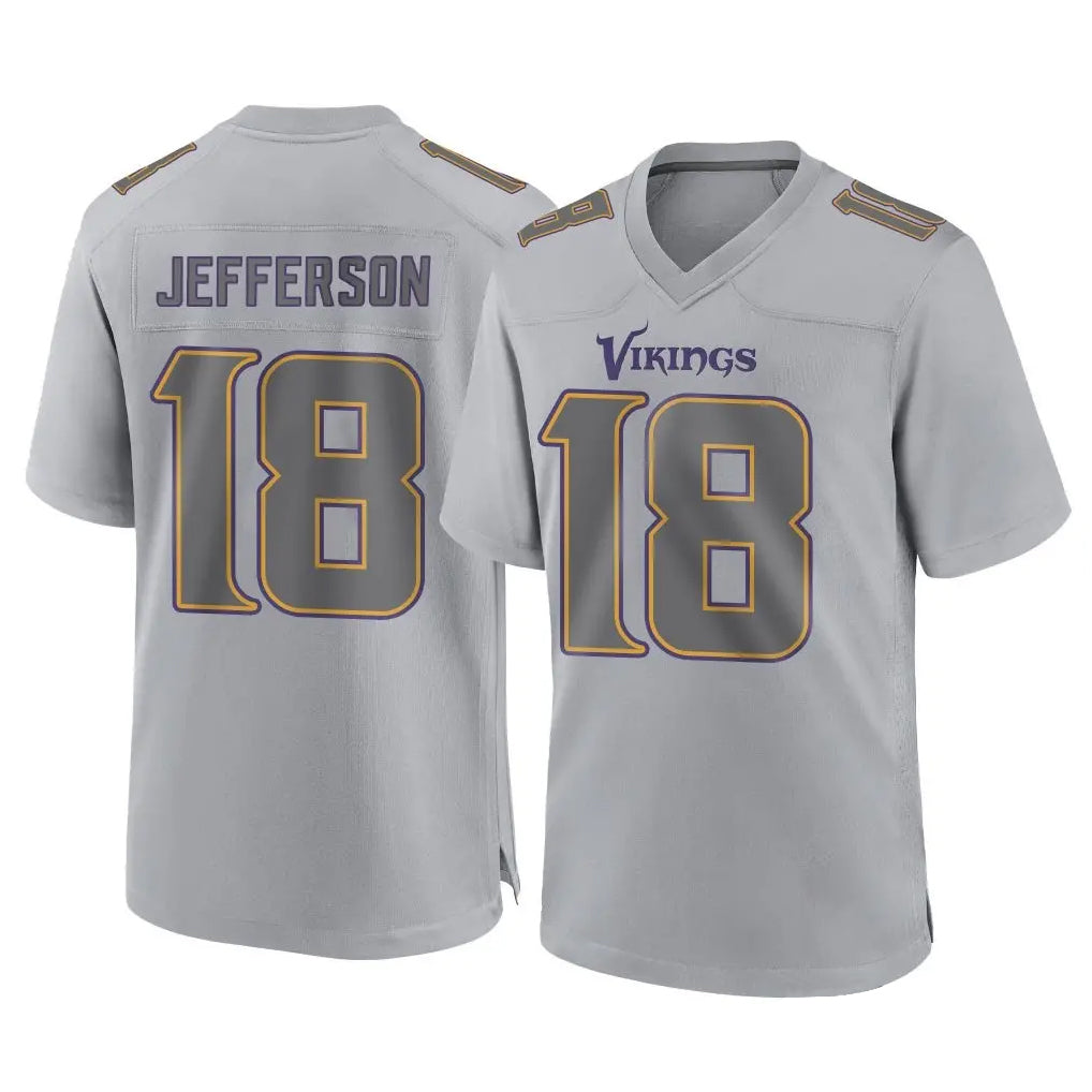 Jdoa MN.Vikings #18 Justin Jefferson Player Gray Atmosphere Fashion Home Game Stitched Jerseys