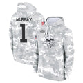 Jdoa MN.Vikings #1 Kyler Murray Player Arctic Camo Salute to Service Pullover Hoodies Limited Game Stitched Jerseys