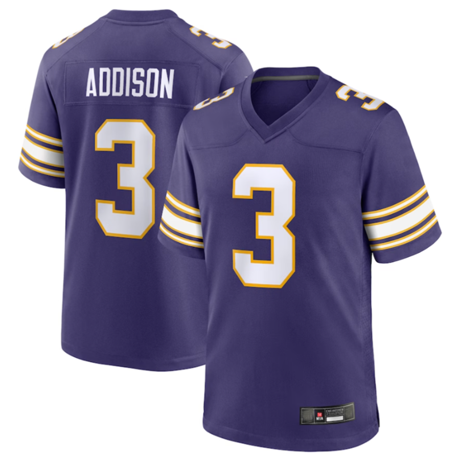 Jdoa MN.Vikings #3 Jordan Addison Purple Classic Player Game American Stitched Jerseys