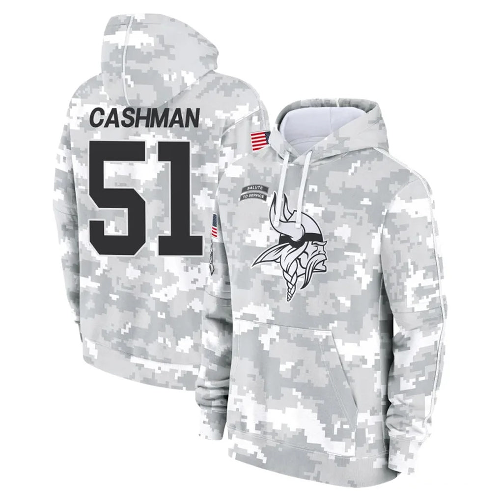 Jdoa MN.Vikings #51 Blake Cashman Player Arctic Camo Salute to Service Pullover Hoodies Limited Game Stitched Jerseys