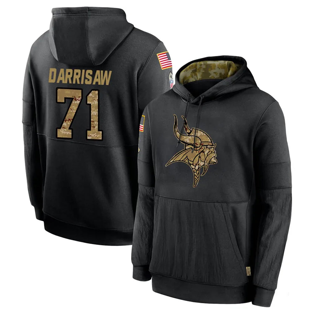 Jdoa MN.Vikings #71 Christian Darrisaw Player Black Salute to Service Hoodies Limited Game Stitched Jerseys