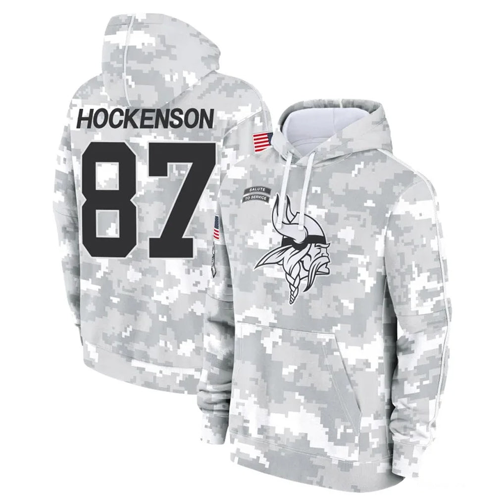 Jdoa MN.Vikings #87 T.J. Hockenson Player Arctic Camo Salute to Service Pullover Hoodies Limited Game Stitched Jerseys
