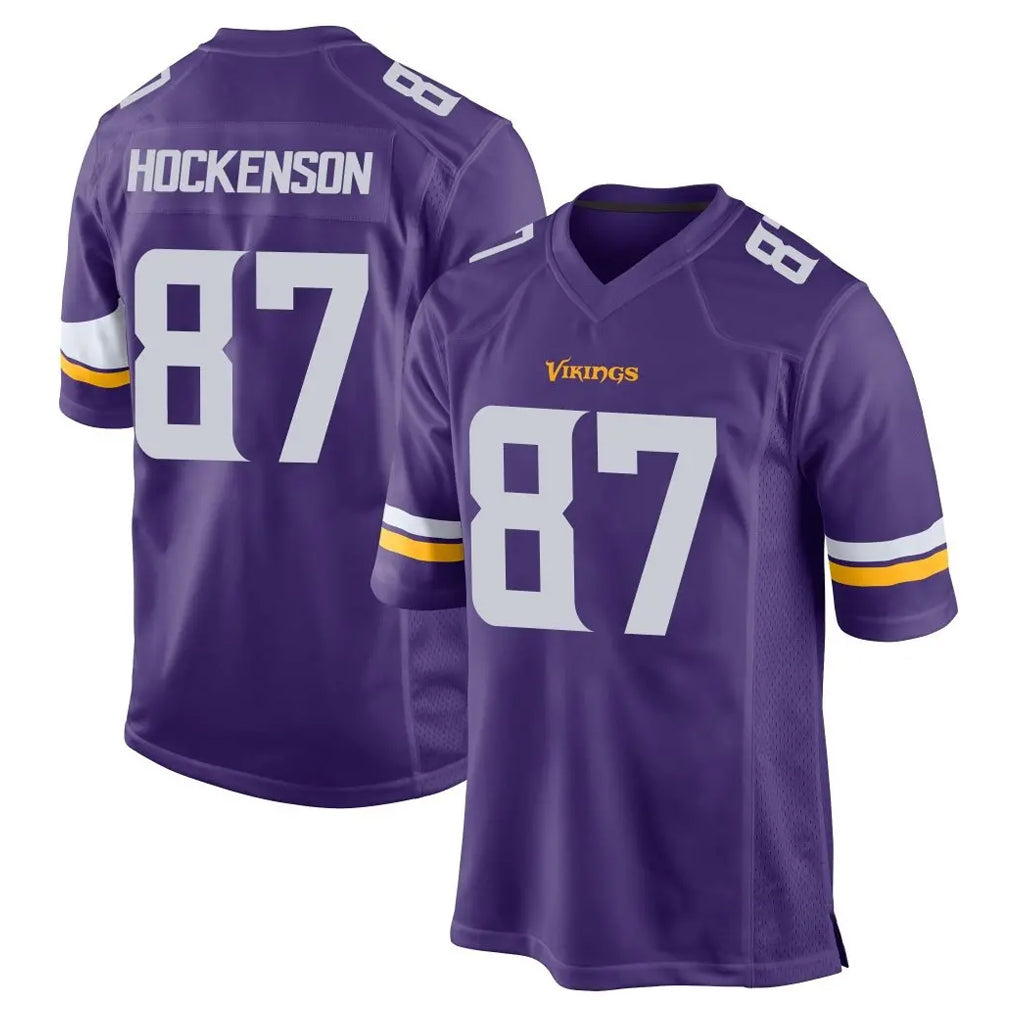 Jdoa MN.Vikings #87 T.J. Hockenson Player Purple Home Game Stitched Jerseys