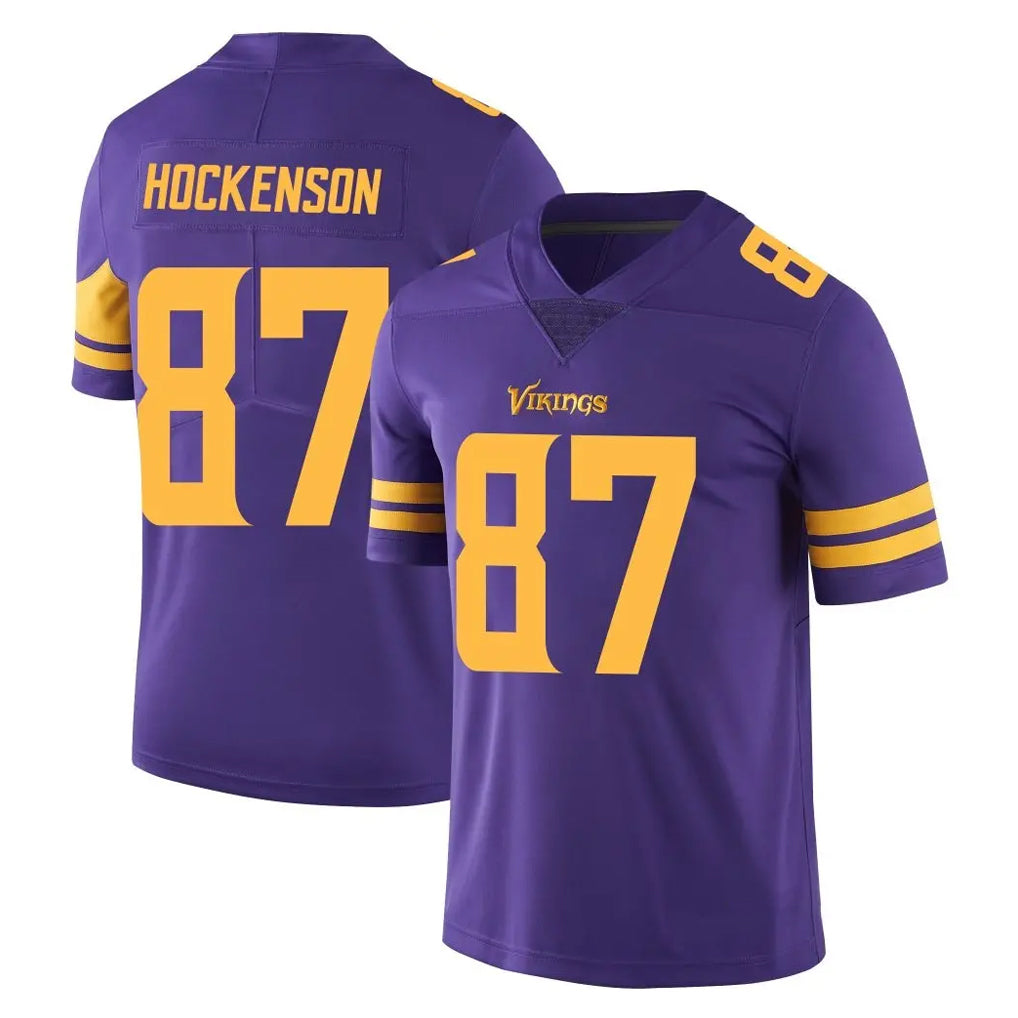 Jdoa MN.Vikings #87 T.J. Hockenson Player Purple Limited Color Rush Home Game Stitched Jerseys