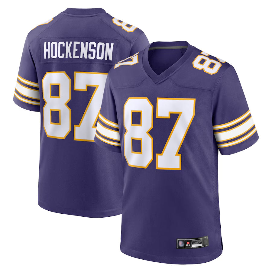 Jdoa MN.Vikings Secondary Alternate Game Football Jerseys - Purple - #87 T.J. Hockenson Player Stitched Jerseys