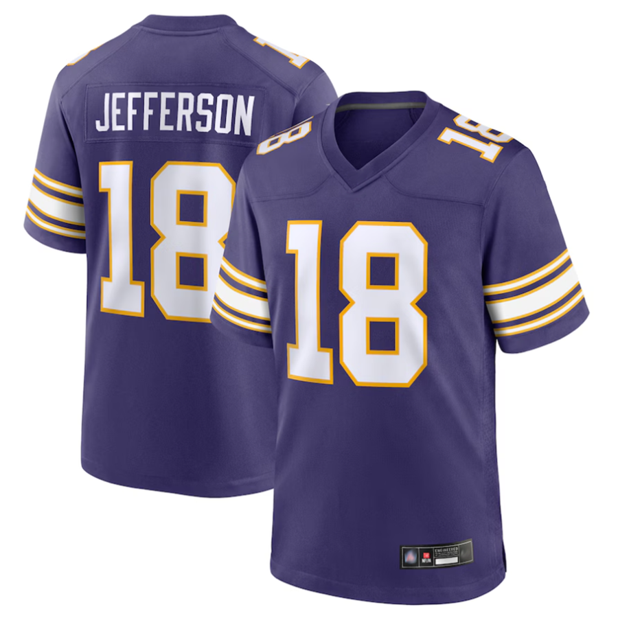 Jdoa MN.Vikings #18 Justin Jefferson Player Purple Classic Limited Game Stitched Jerseys