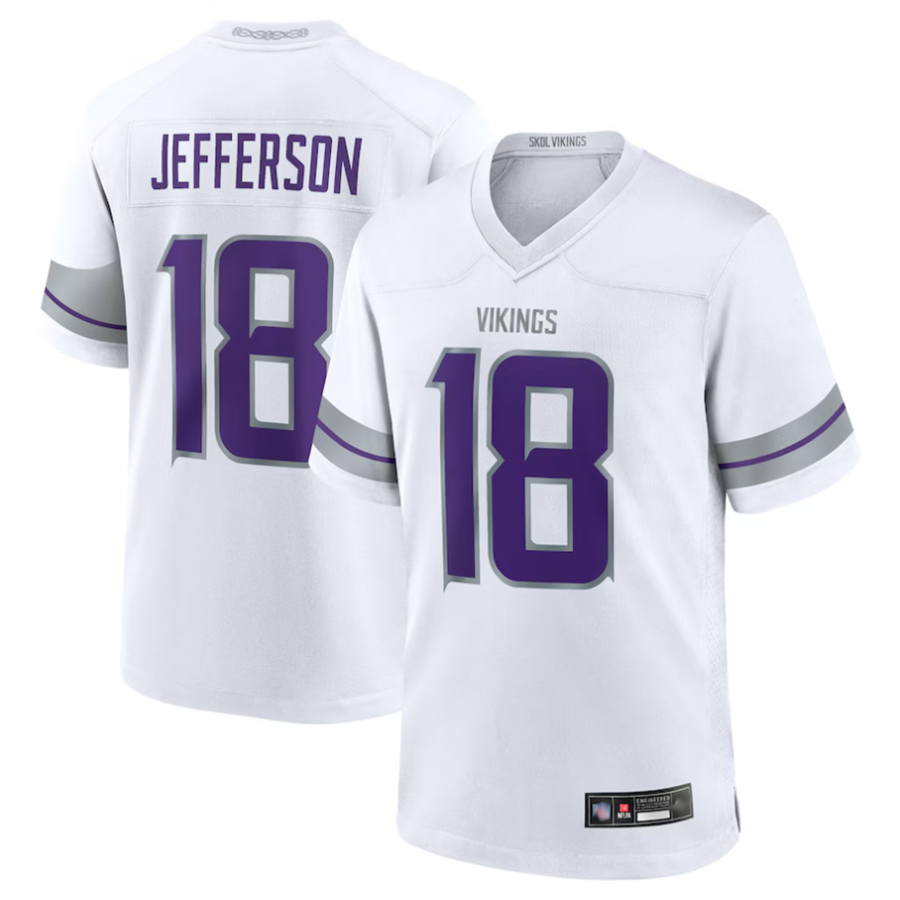 Jdoa MN.Vikings #18 Justin Jefferson Player White Replica Game Stitched Jerseys