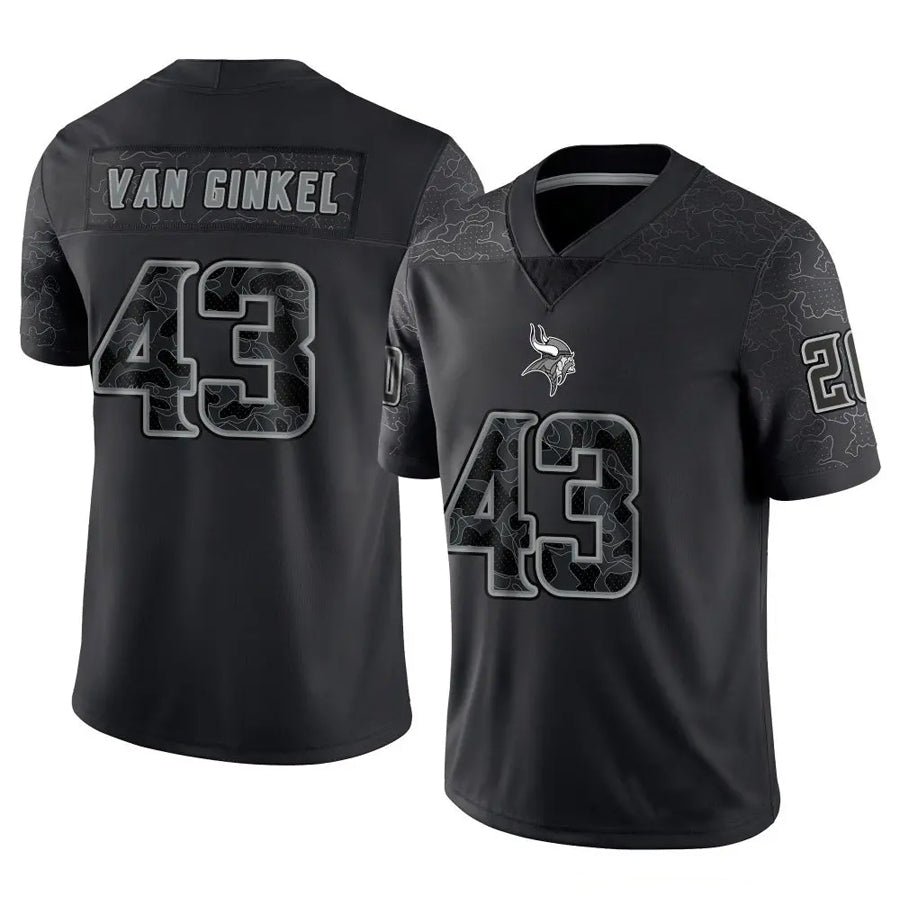 Jdoa MN.Vikings #43 Andrew Van Ginkel Player Black REFLECTIVE Limited Stitched Jerseys