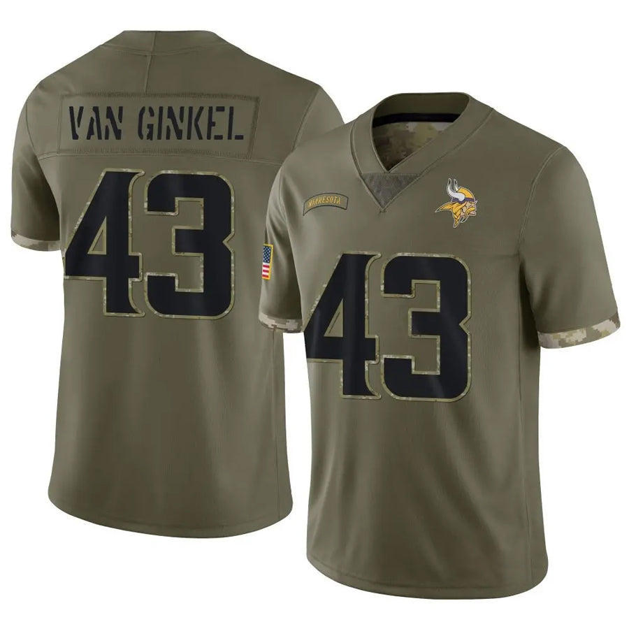Jdoa MN.Vikings #43 Andrew Van Ginkel Player Salute To Service Limited Olive Stitched Jerseys