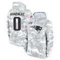 Jdoa NE.Patriots #0 Christian Gonzalez Player Salute to Service Hoodies Stitched Jerseys