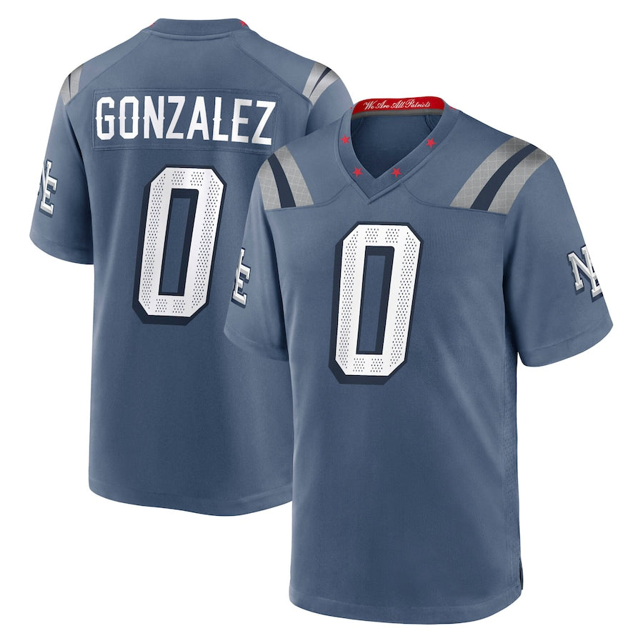 Jdoa NE.Patriots #0 Christian Gonzalez Player Storm Blue Rivalries Collection Game Stitched Jerseys