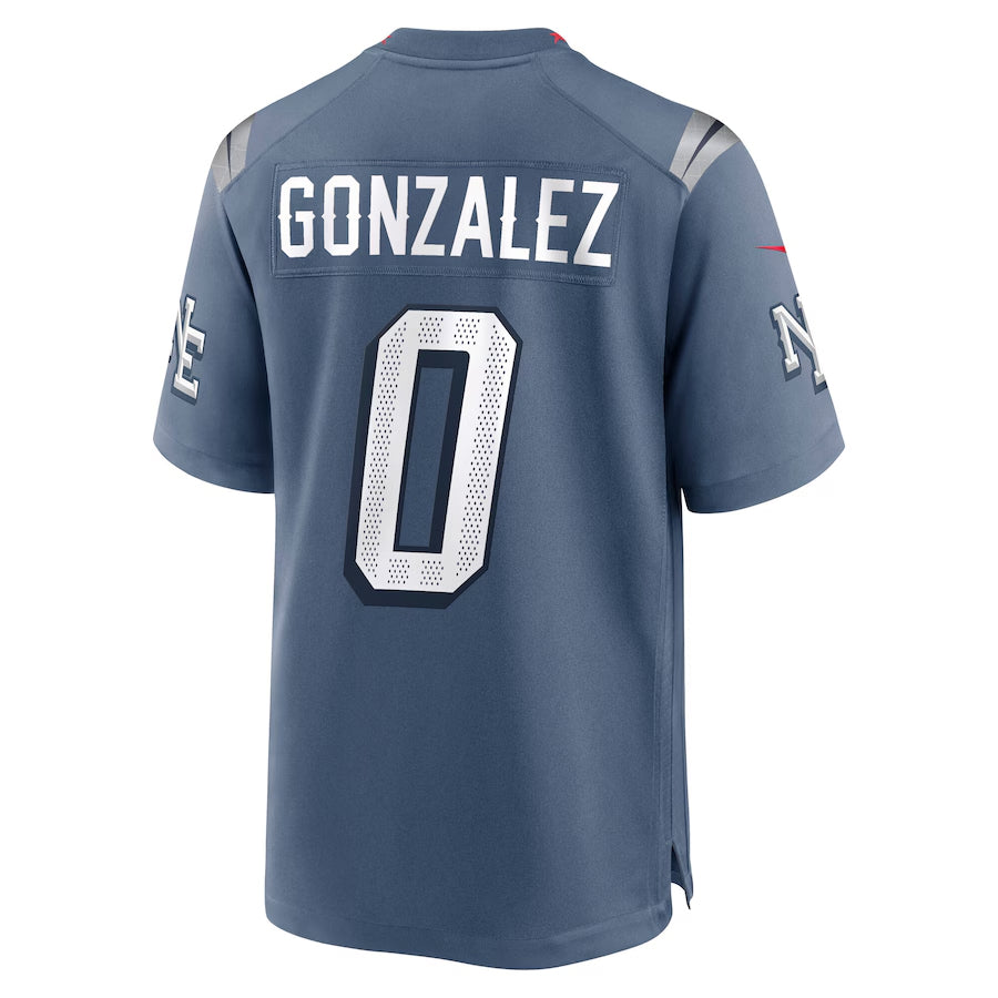 Jdoa NE.Patriots #0 Christian Gonzalez Player Storm Blue Rivalries Collection Game Stitched Jersey