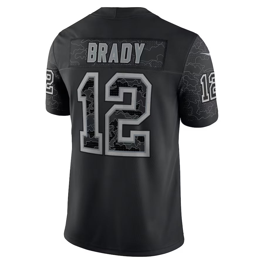 Jdoa NE.Patriots #12 Tom Brady Player Black Reflective Limited Stitched Jerseys